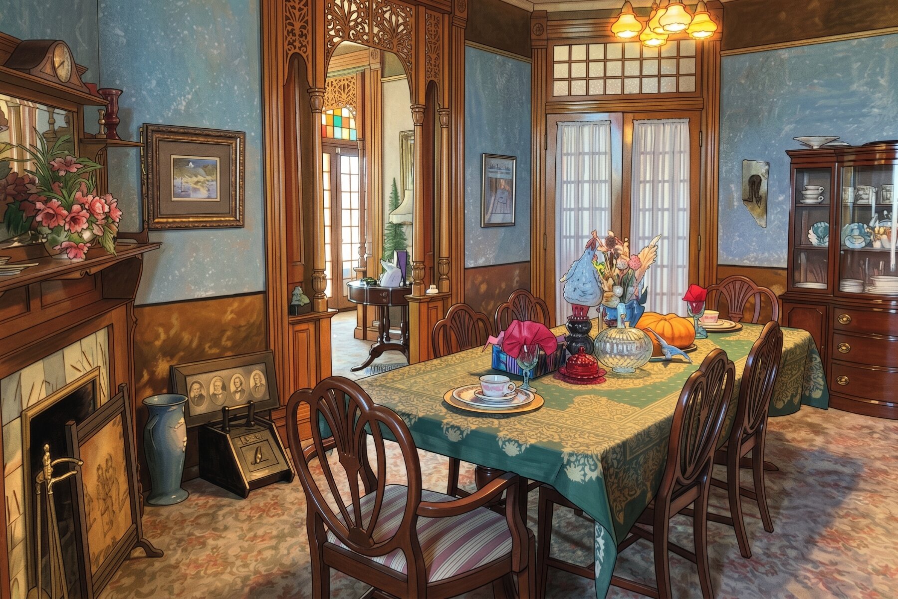 Formal dining room in Aunt TM's restored Victorian farmhouse